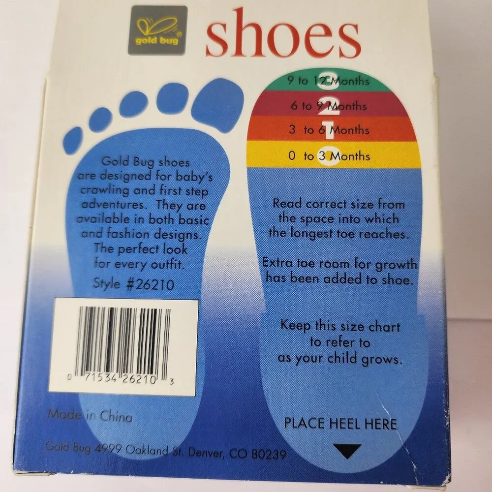 Gold Bug Baby Shoes Size 0-3 Months NIB